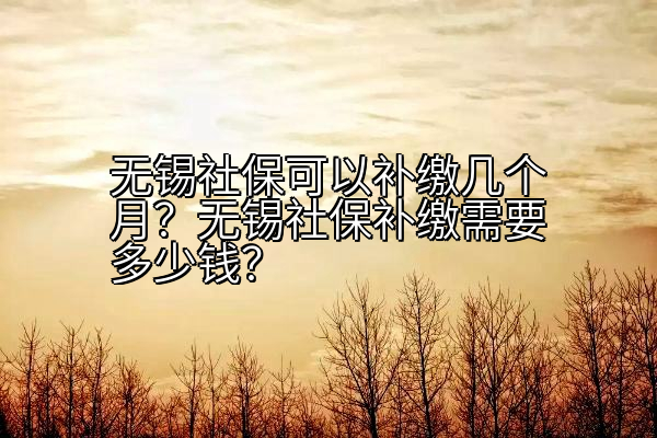 无锡社保可以补缴几个月？无锡社保补缴需要多少钱？