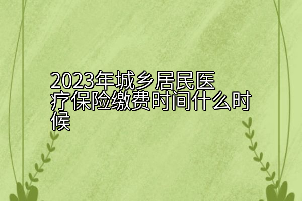 2023年城乡居民医疗保险缴费时间什么时候