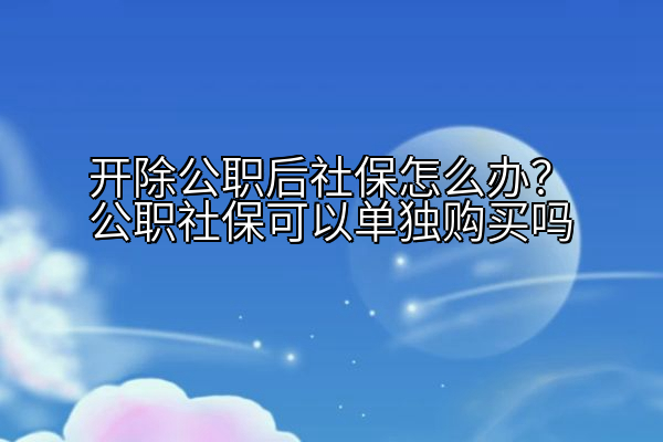 开除公职后社保怎么办？公职社保可以单独购买吗