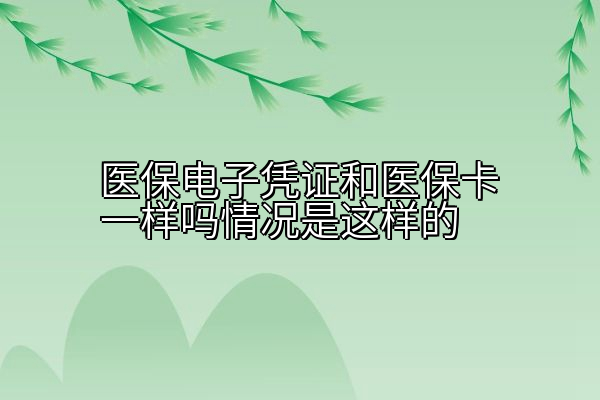 医保电子凭证和医保卡一样吗情况是这样的