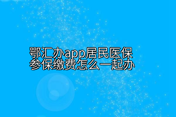 鄂汇办app居民医保参保缴费怎么一起办