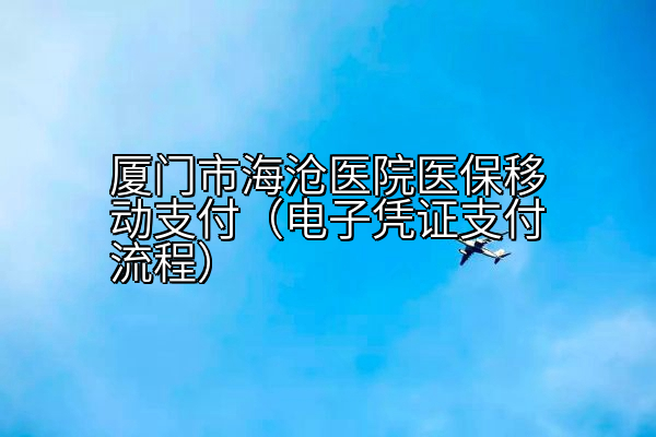 厦门市海沧医院医保移动支付（电子凭证支付流程）