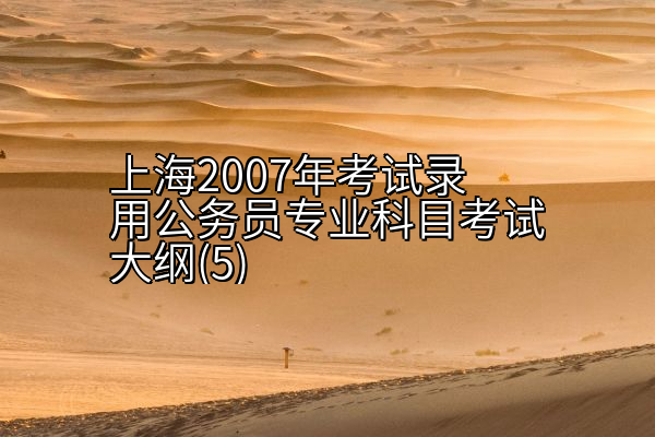 上海2007年考试录用公务员专业科目考试大纲(5)