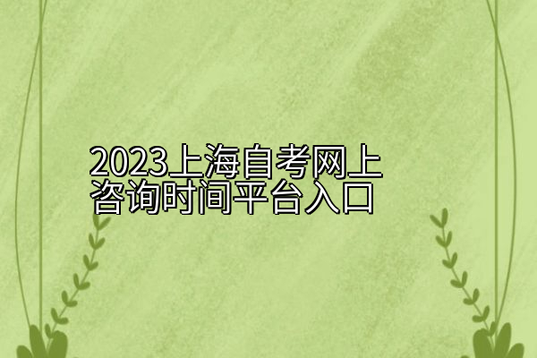 2023上海自考网上咨询时间平台入口