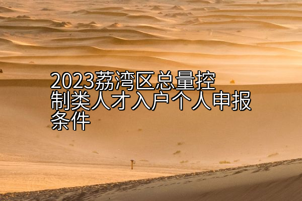 2023荔湾区总量控制类人才入户个人申报条件