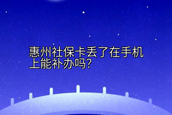 惠州社保卡丢了在手机上能补办吗？