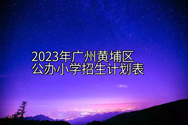 2023年广州黄埔区公办小学招生计划表