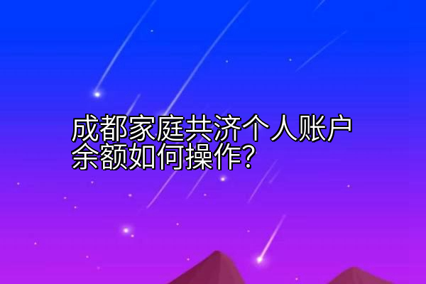 成都家庭共济个人账户余额如何操作？