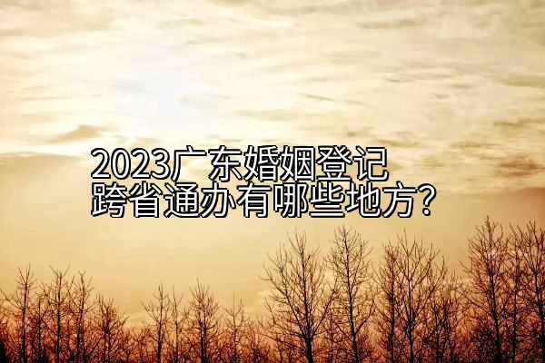 2023广东婚姻登记跨省通办有哪些地方？