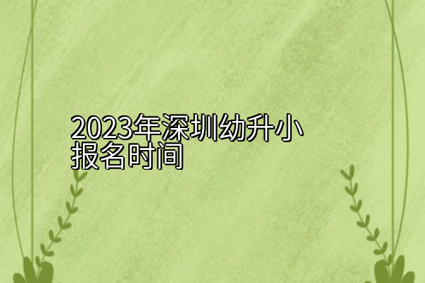 2023年深圳幼升小报名时间