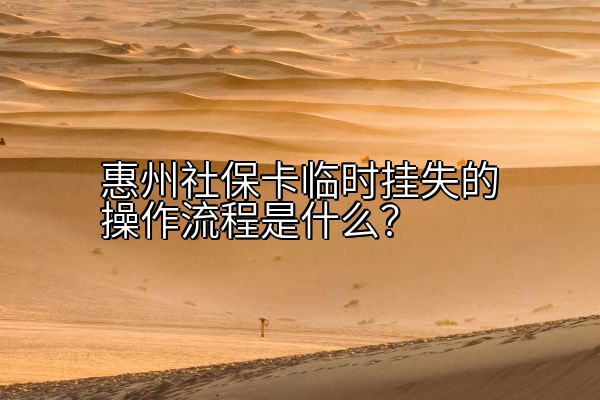 惠州社保卡临时挂失的操作流程是什么？