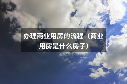 办理商业用房的流程（商业用房是什么房子）