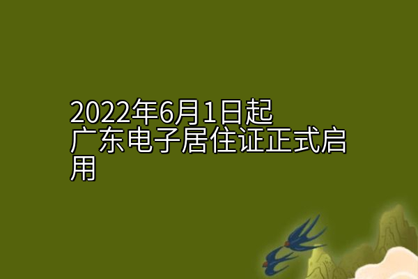 2022年6月1日起广东电子居住证正式启用