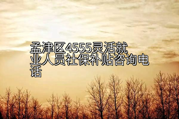 孟津区4555灵活就业人员社保补贴咨询电话