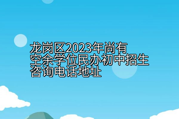 龙岗区2023年尚有空余学位民办初中招生咨询电话地址