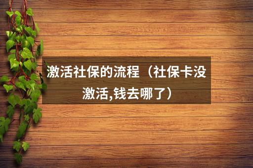 激活社保的流程（社保卡没激活,钱去哪了）