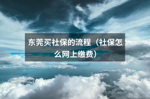 东莞买社保的流程（社保怎么网上缴费）