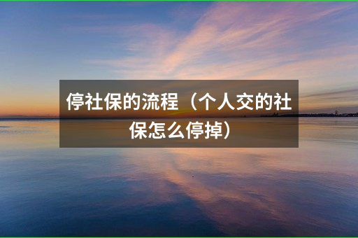 停社保的流程（个人交的社保怎么停掉）