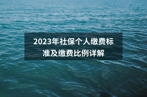 2023年社保个人缴费标准及缴费比例详解