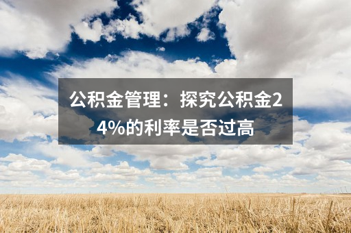 公积金管理：探究公积金24%的利率是否过高