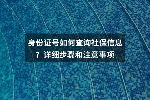 身份证号如何查询社保信息？详细步骤和注意事项