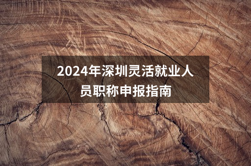 2024年深圳灵活就业人员职称申报指南