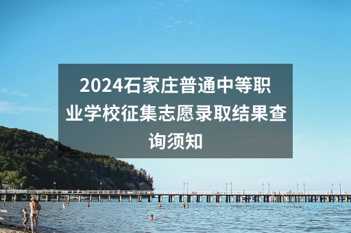 2024石家庄普通中等职业学校征集志愿录取结果查询须知